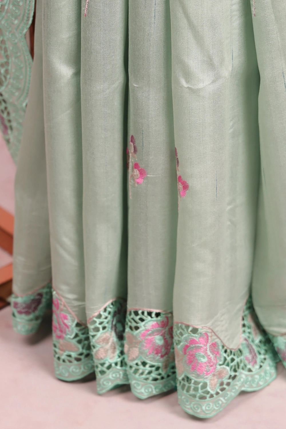 Light Green Semi Tussar Saree