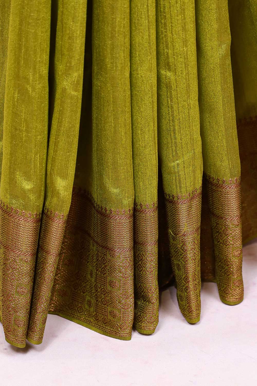 Olive Green Semi Jute Saree