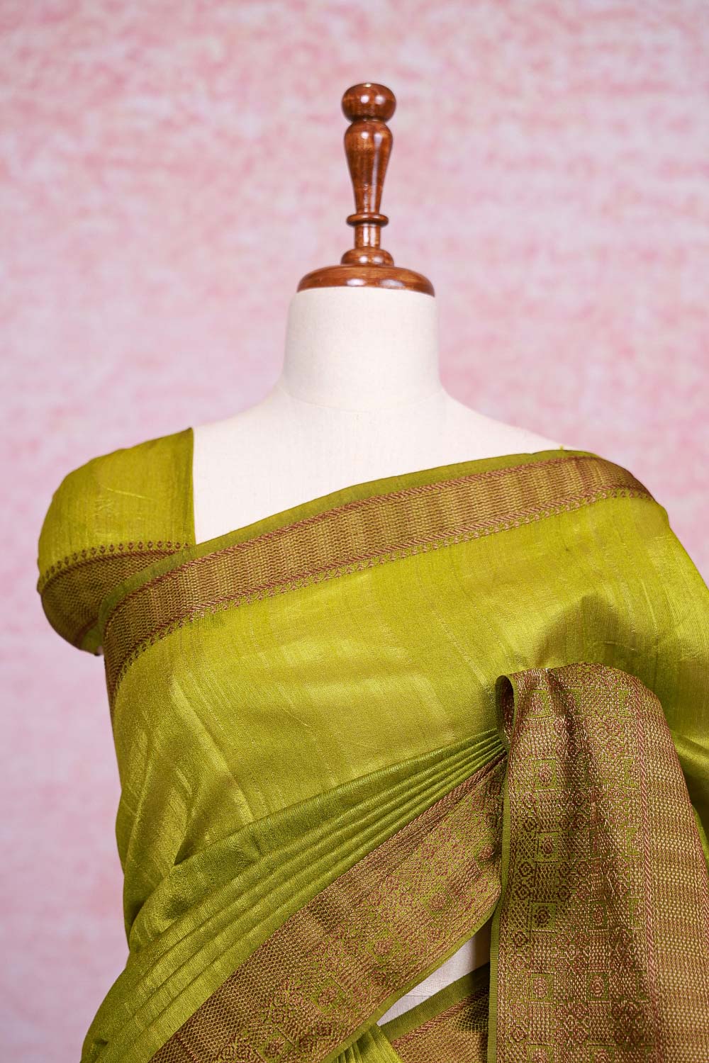 Olive Green Semi Jute Saree