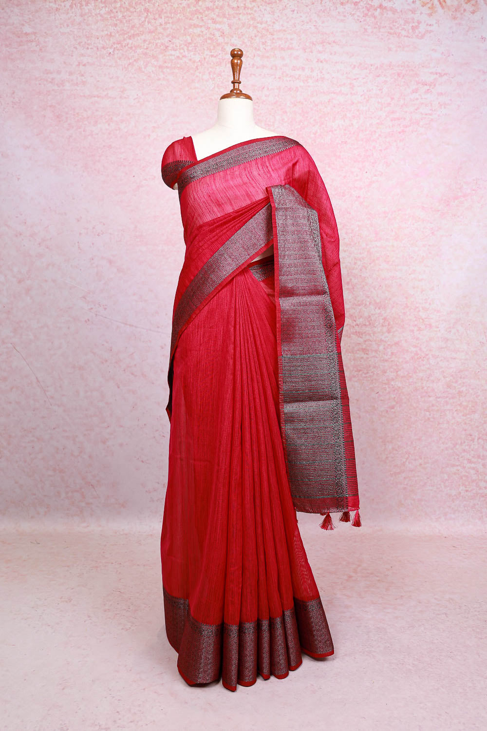 Magenta Semi Jute Saree