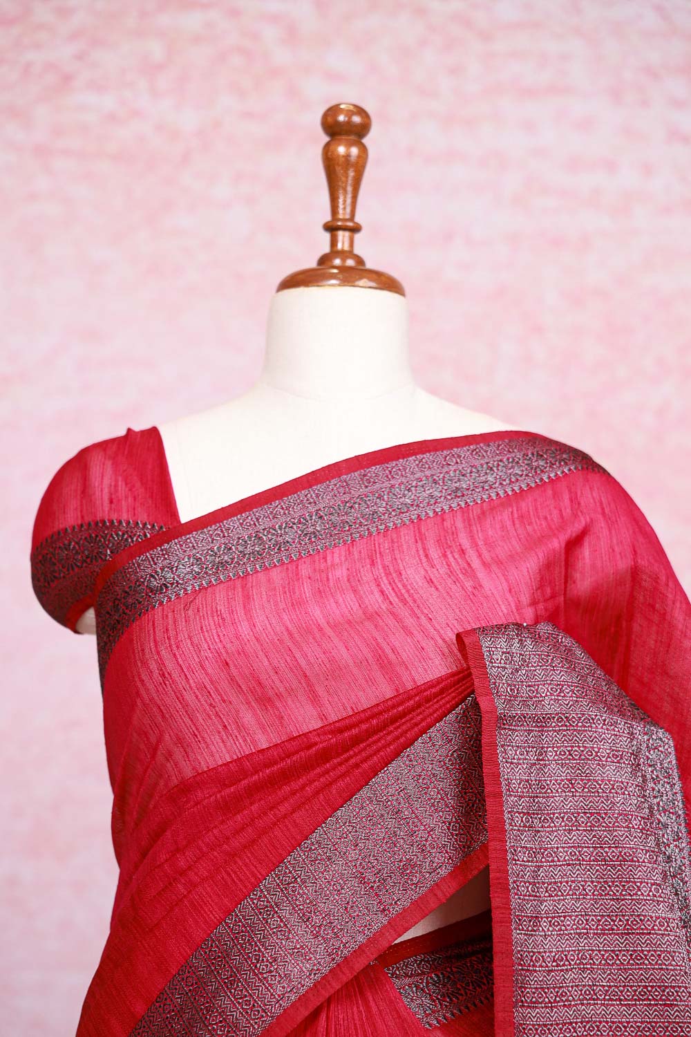 Magenta Semi Jute Saree