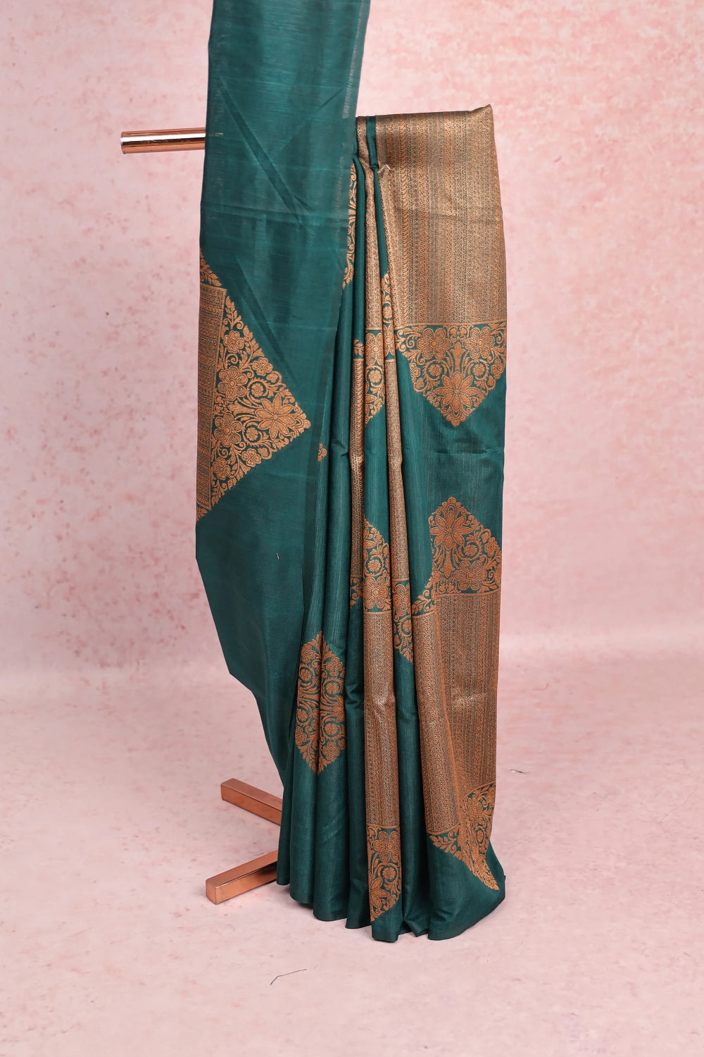 Bottle Green Semi Jute Saree