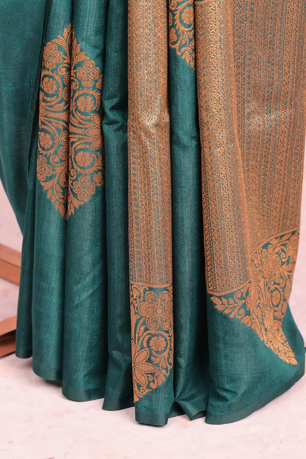Bottle Green Semi Jute Saree