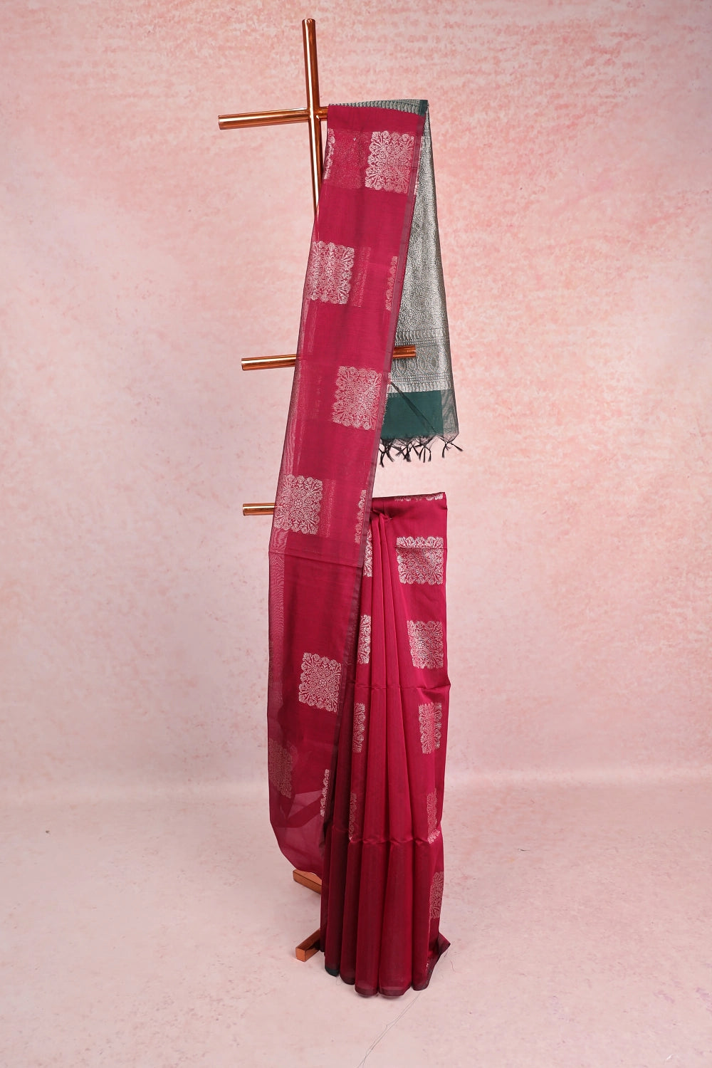 Beetroot Color Cotton Silk Saree