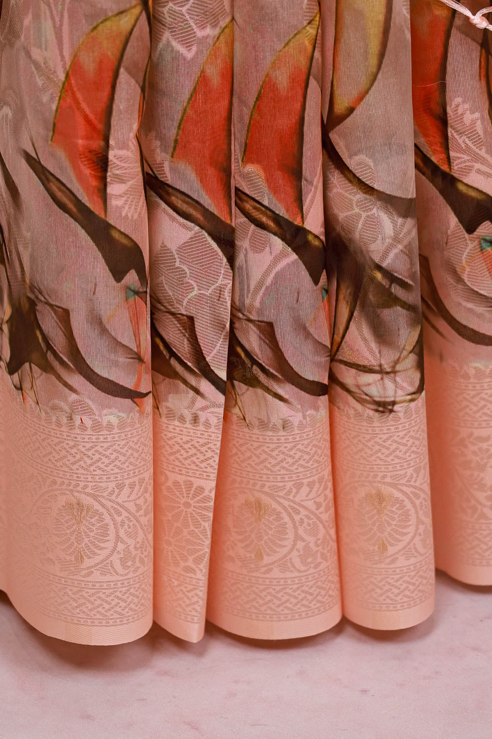 Peach Semi Tussar Saree