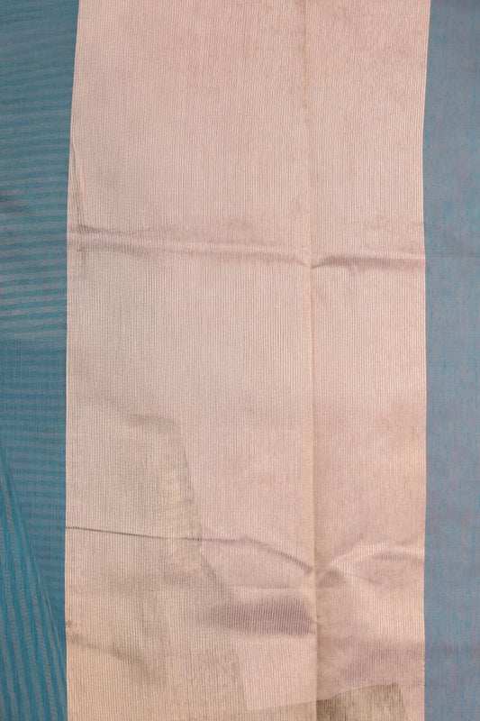 Peacock Blue Cotton Silk Saree