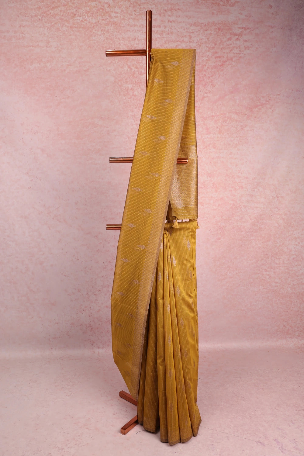 Mehandi Yellow Cotton Silk Saree
