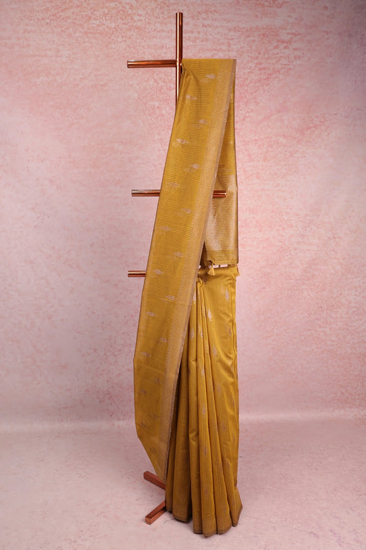 Mehandi Yellow Cotton Silk Saree