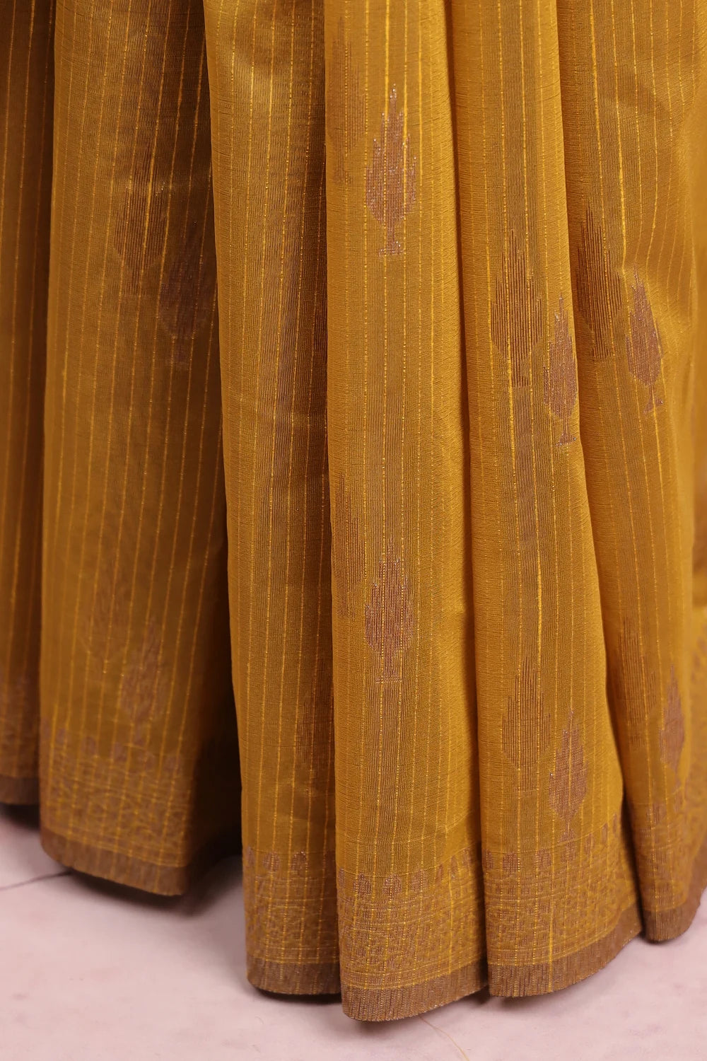 Mehandi Yellow Cotton Silk Saree