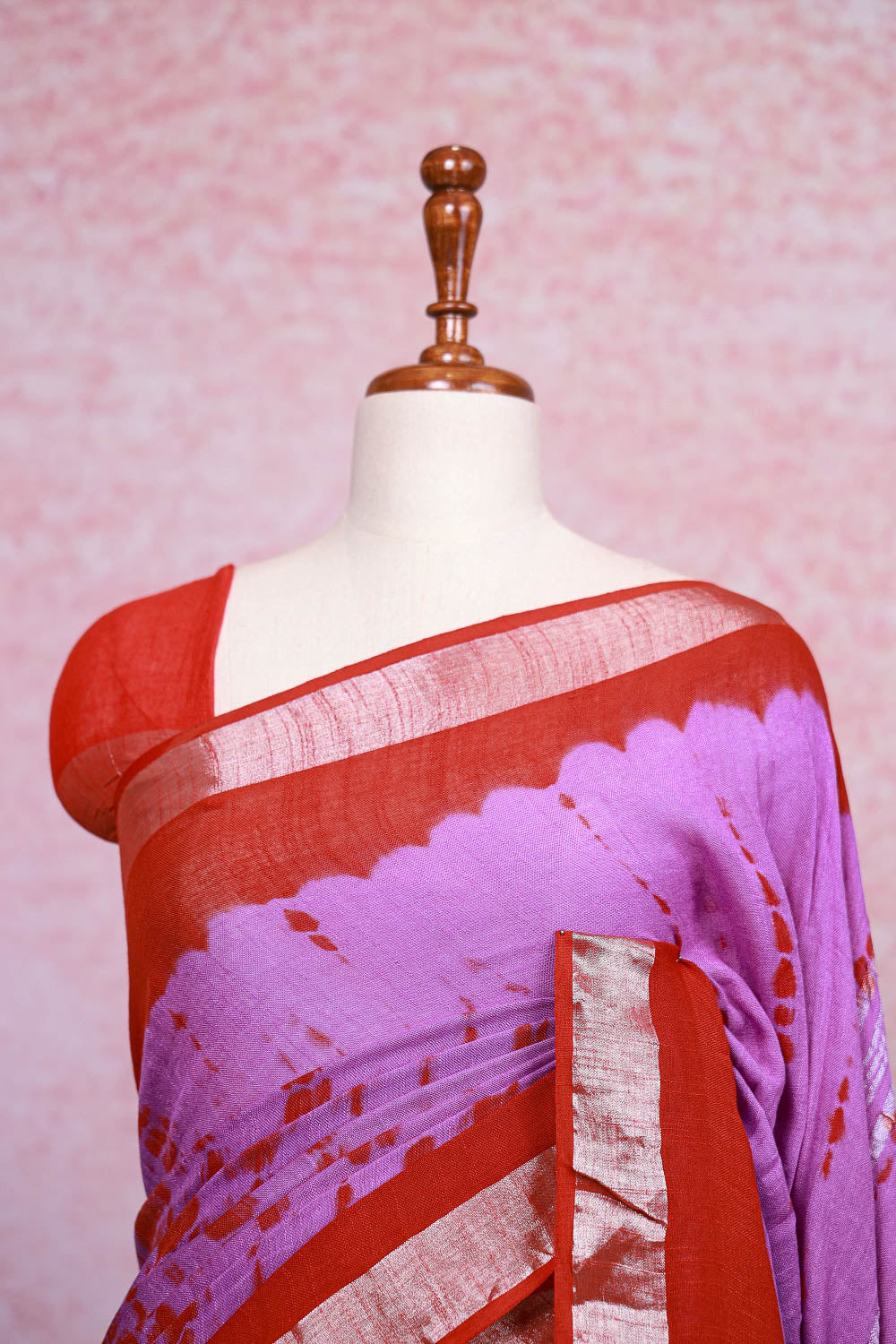 Lavender Semi Linen Saree