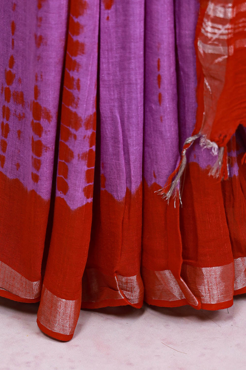 Lavender Semi Linen Saree