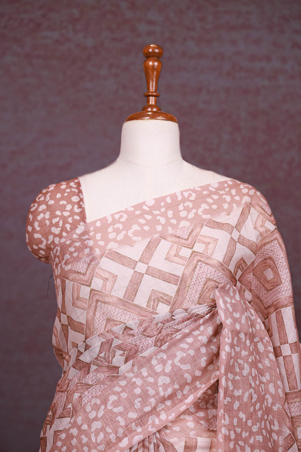 Light Brown Semi Linen Saree
