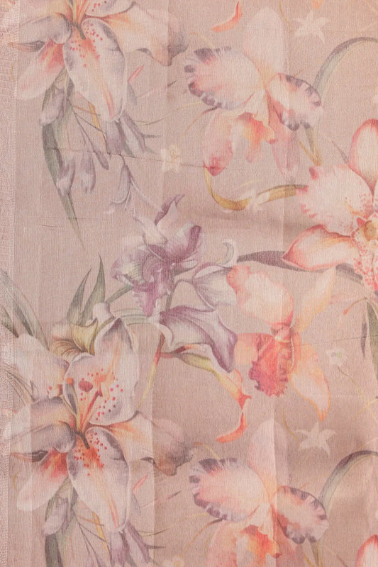 Champagane Beige Chanderi Tissue Saree