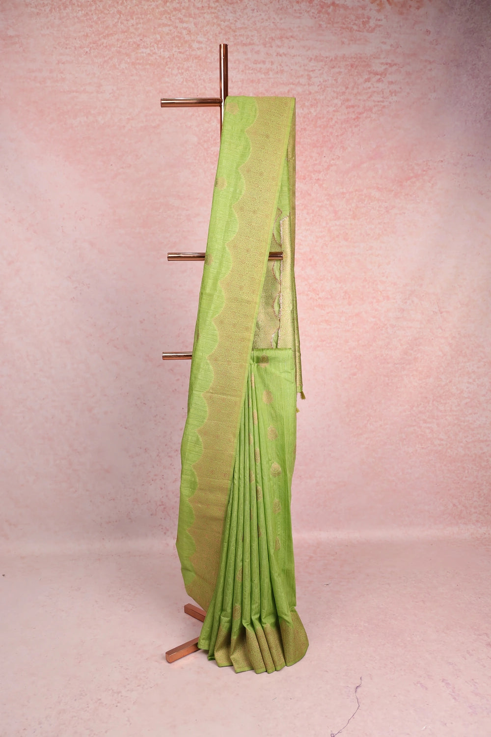 Parrot Green Semi Jute Saree