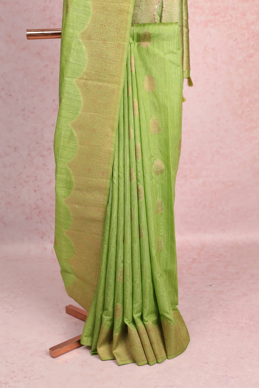 Parrot Green Semi Jute Saree