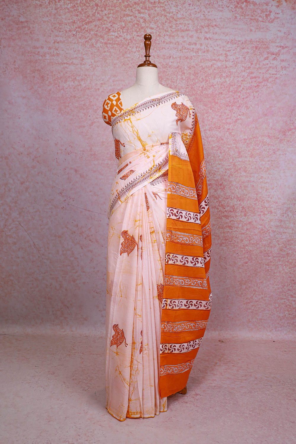 Cream Cotton Saree
