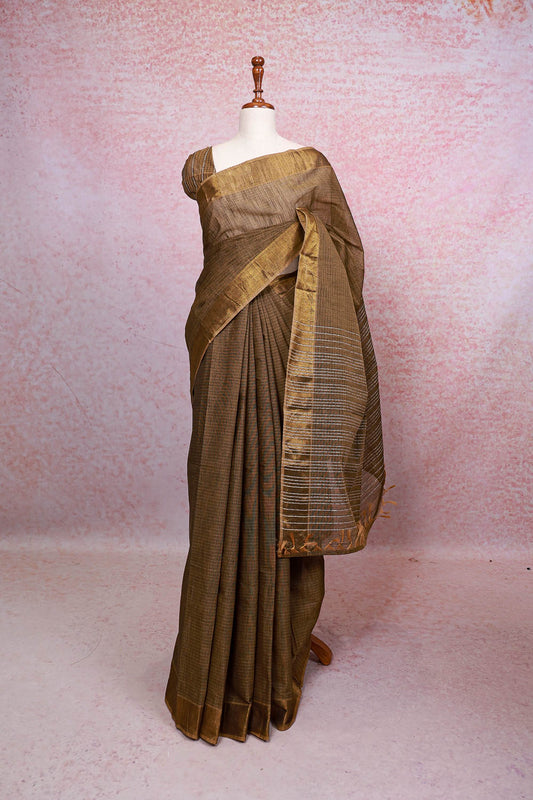 Terry Taupe Color Cotton Saree