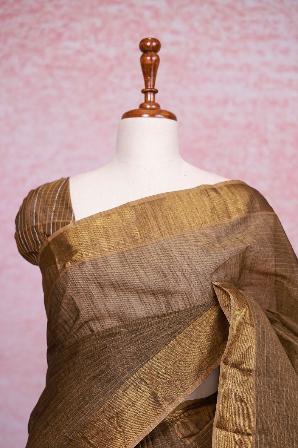 Terry Taupe Color Cotton Saree