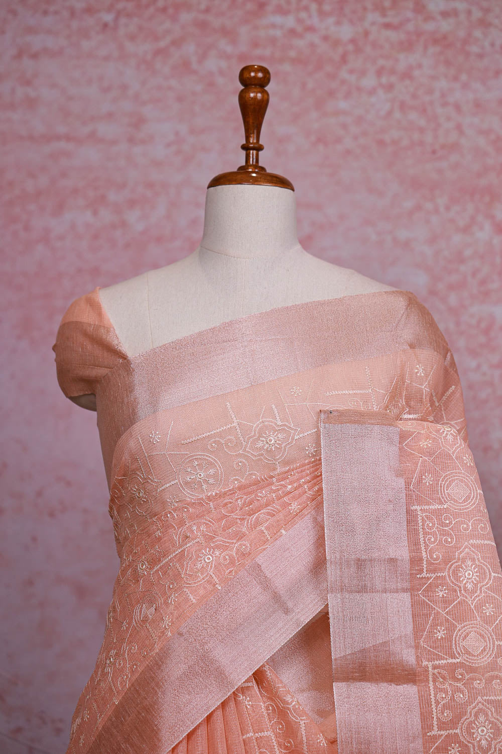 Peach Semi Tissue Organza Saree
