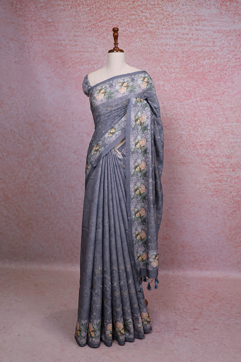 Ash Semi Tussar Saree