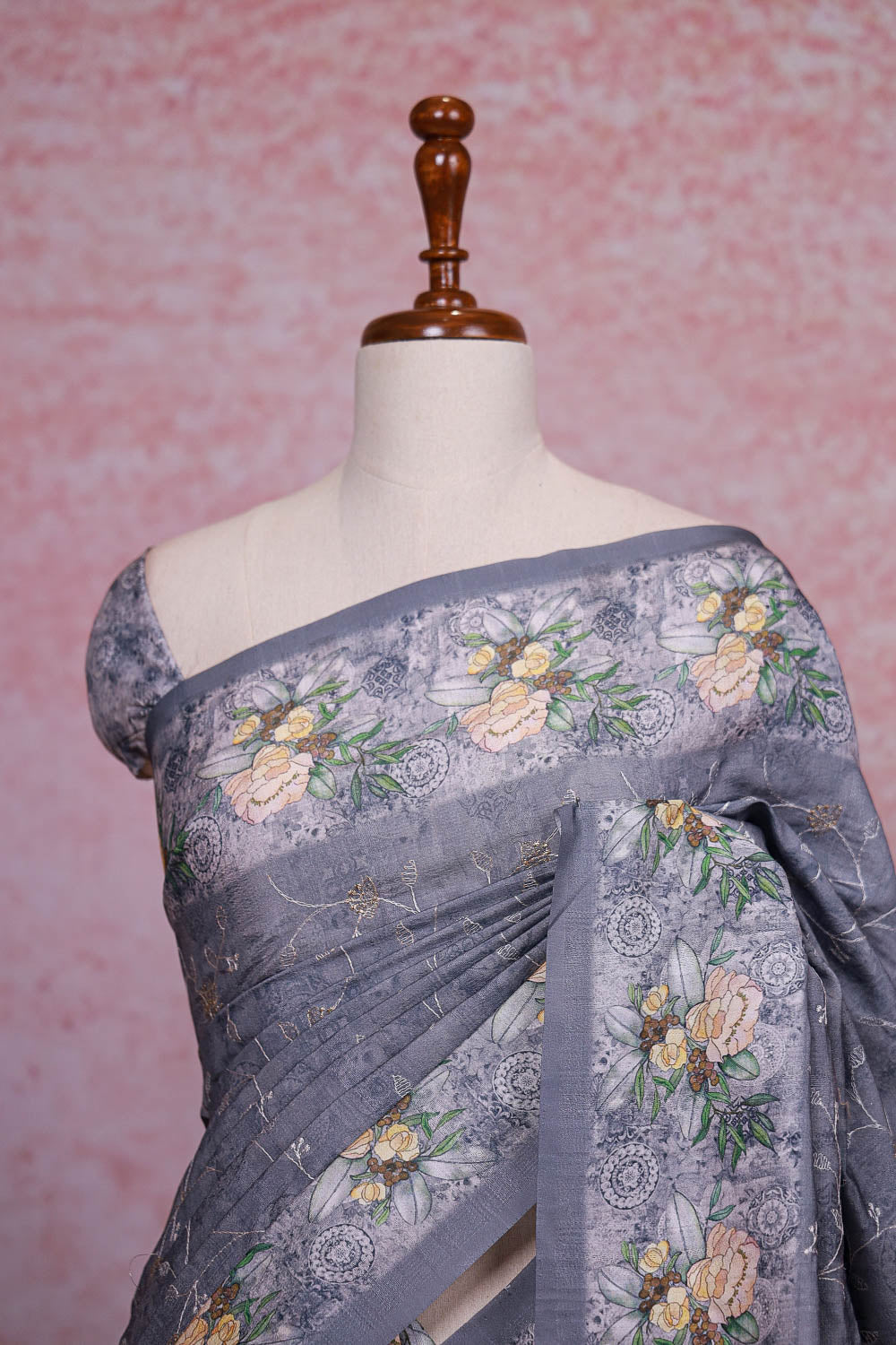 Ash Semi Tussar Saree