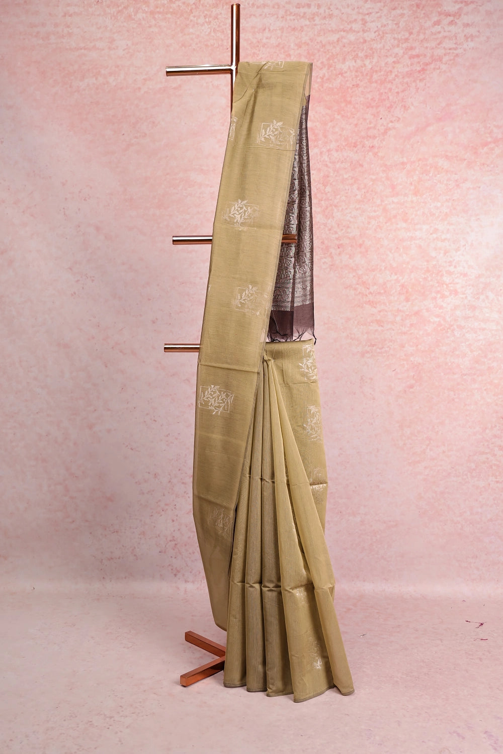Khaki Cotton Silk Saree