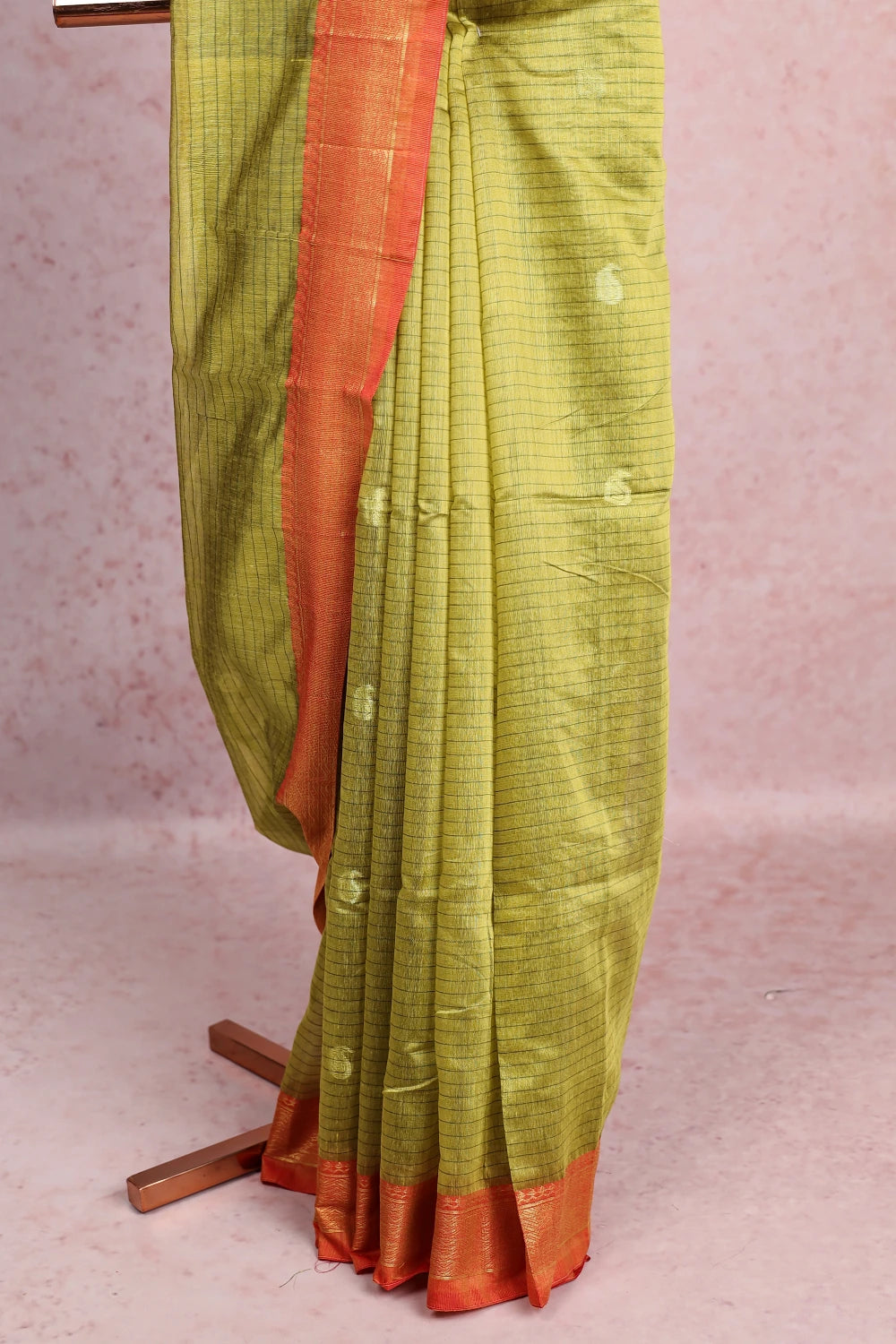 Lemon Green Cotton Silk Saree