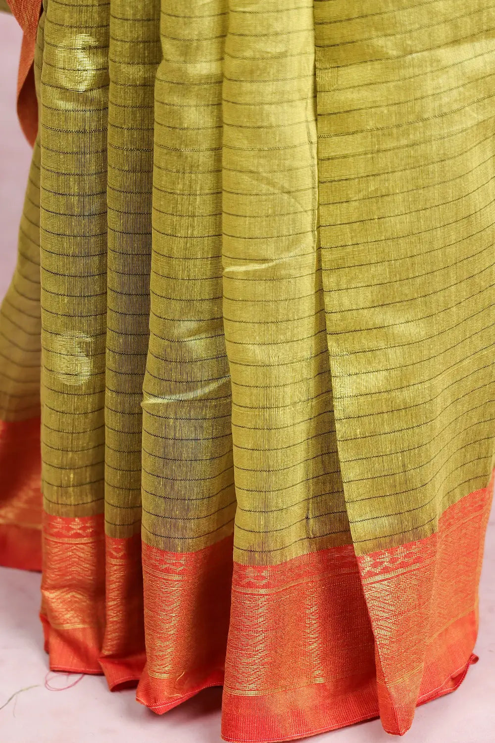 Lemon Green Cotton Silk Saree