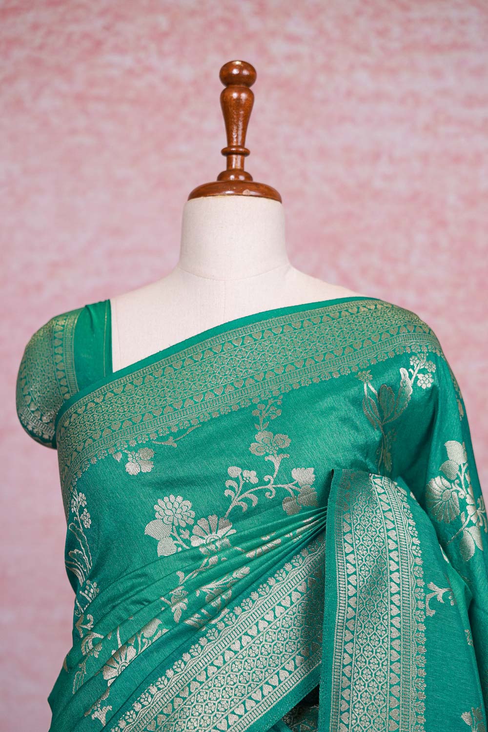 Light Green Semi Jute Saree