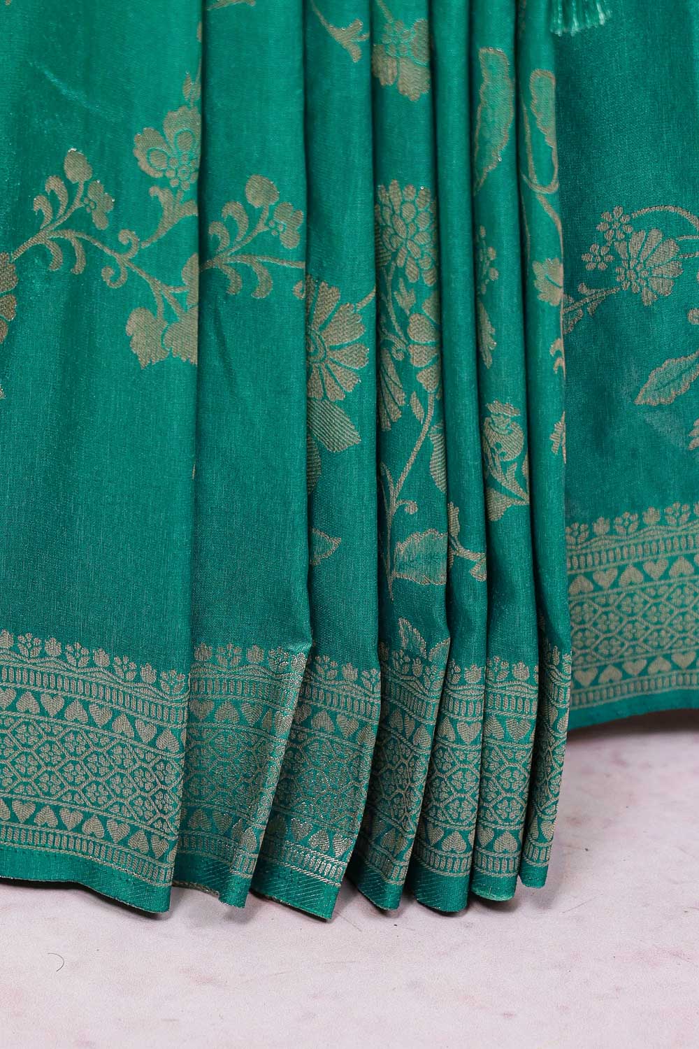 Light Green Semi Jute Saree