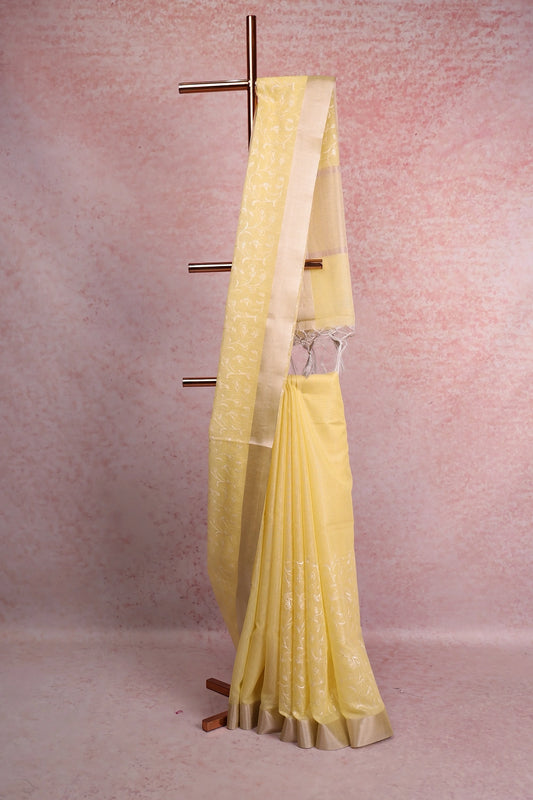 Yellow Semi Tissue Saree
