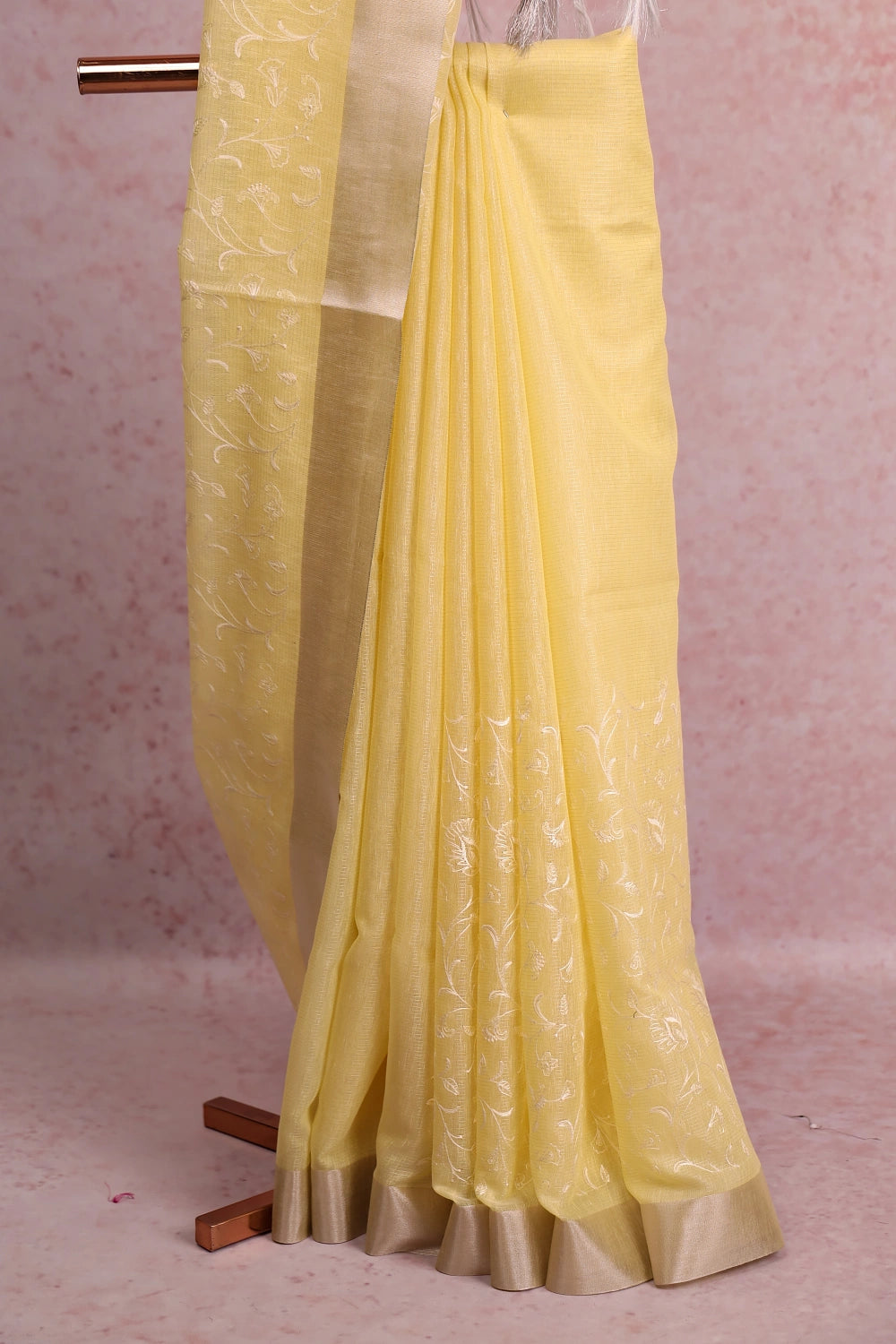 Yellow Semi Tissue Saree
