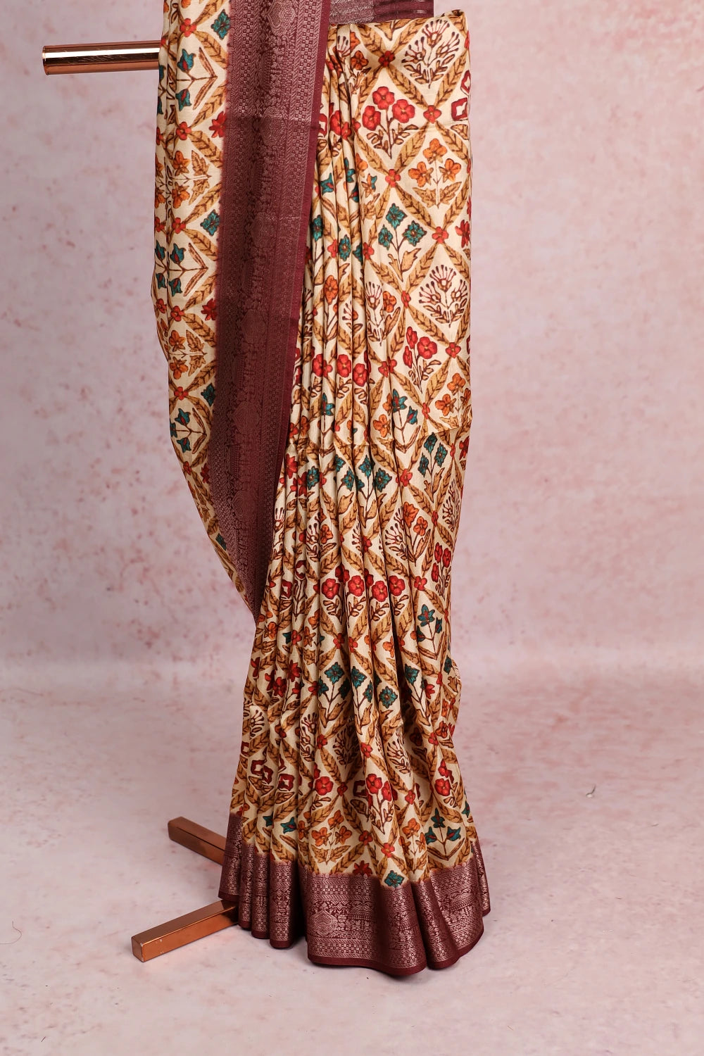 Cream Dola Silk Saree