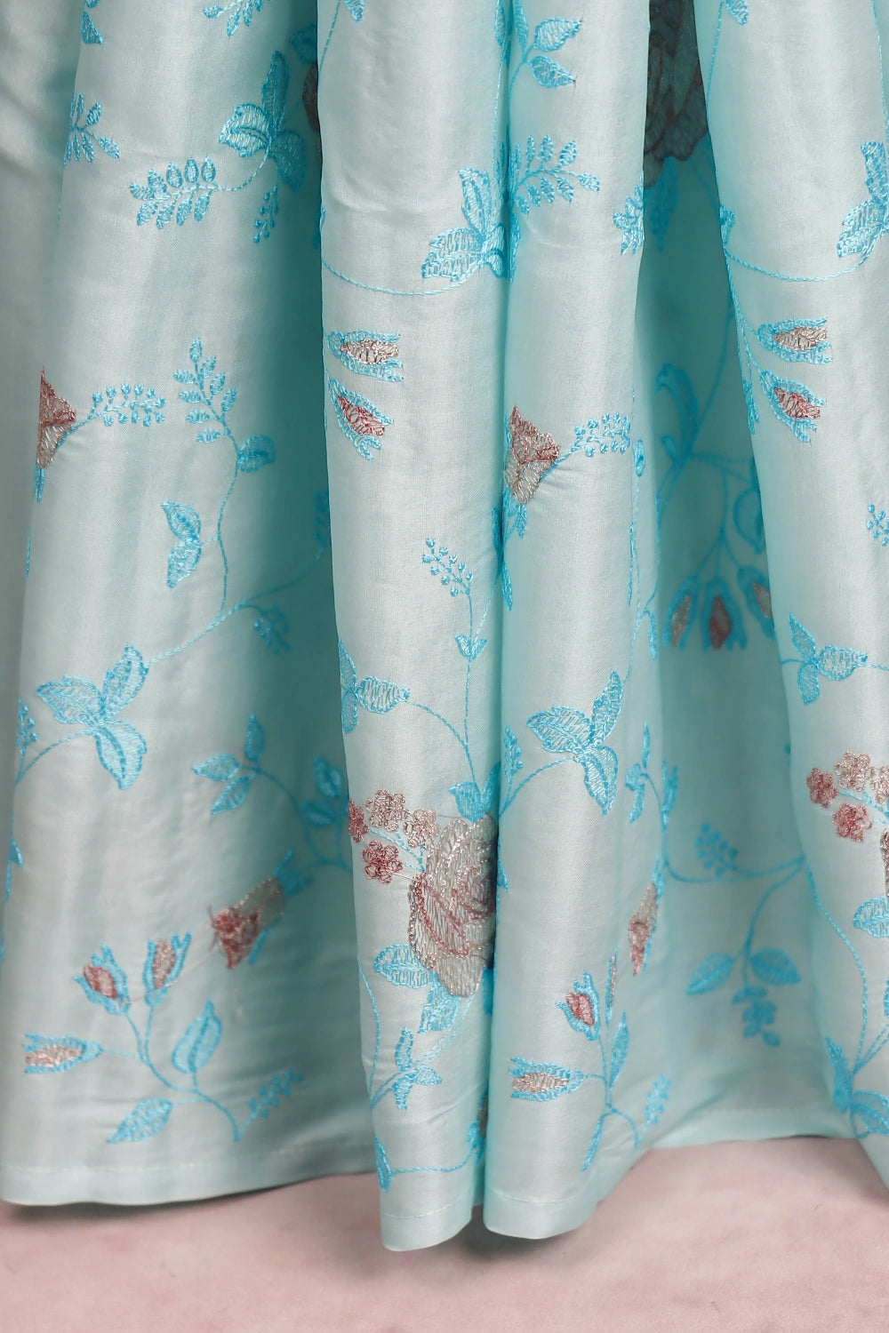Light Sky Blue Semi Tussar Saree