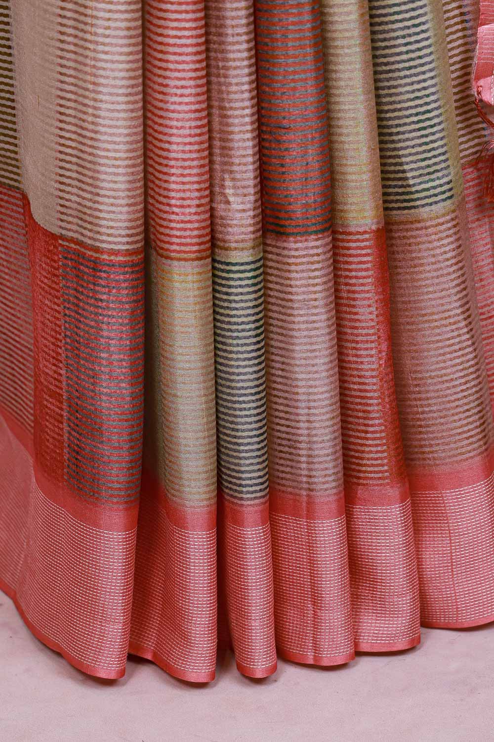 Multi Color Semi Tussar Saree