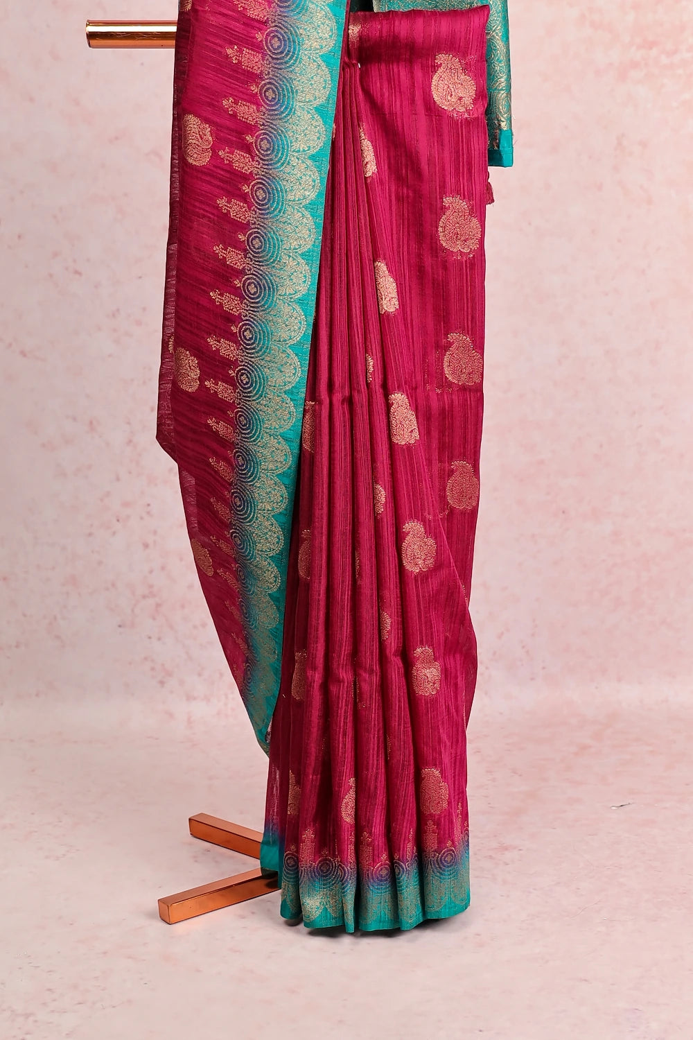 Wine Red Semi Jute Saree
