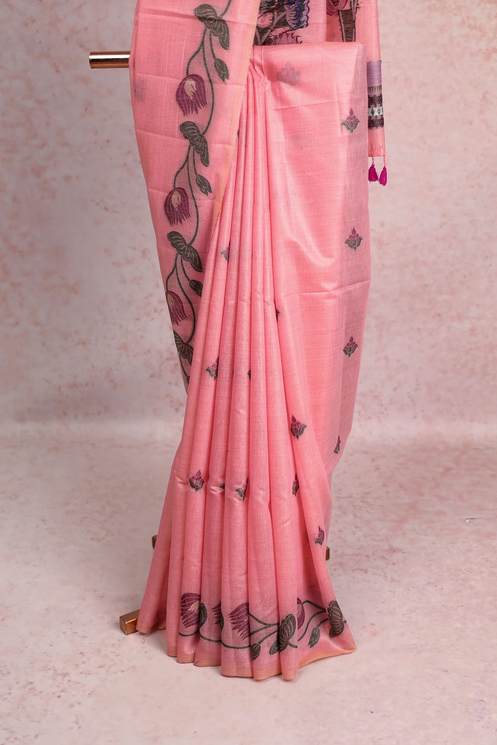 Onion Pink Semi Tussar Saree
