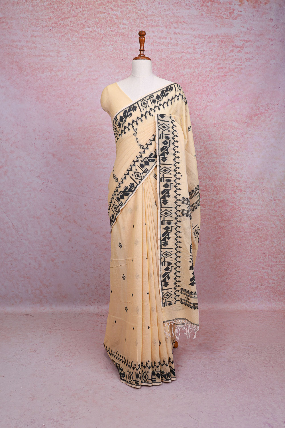 Cream Cotton Saree