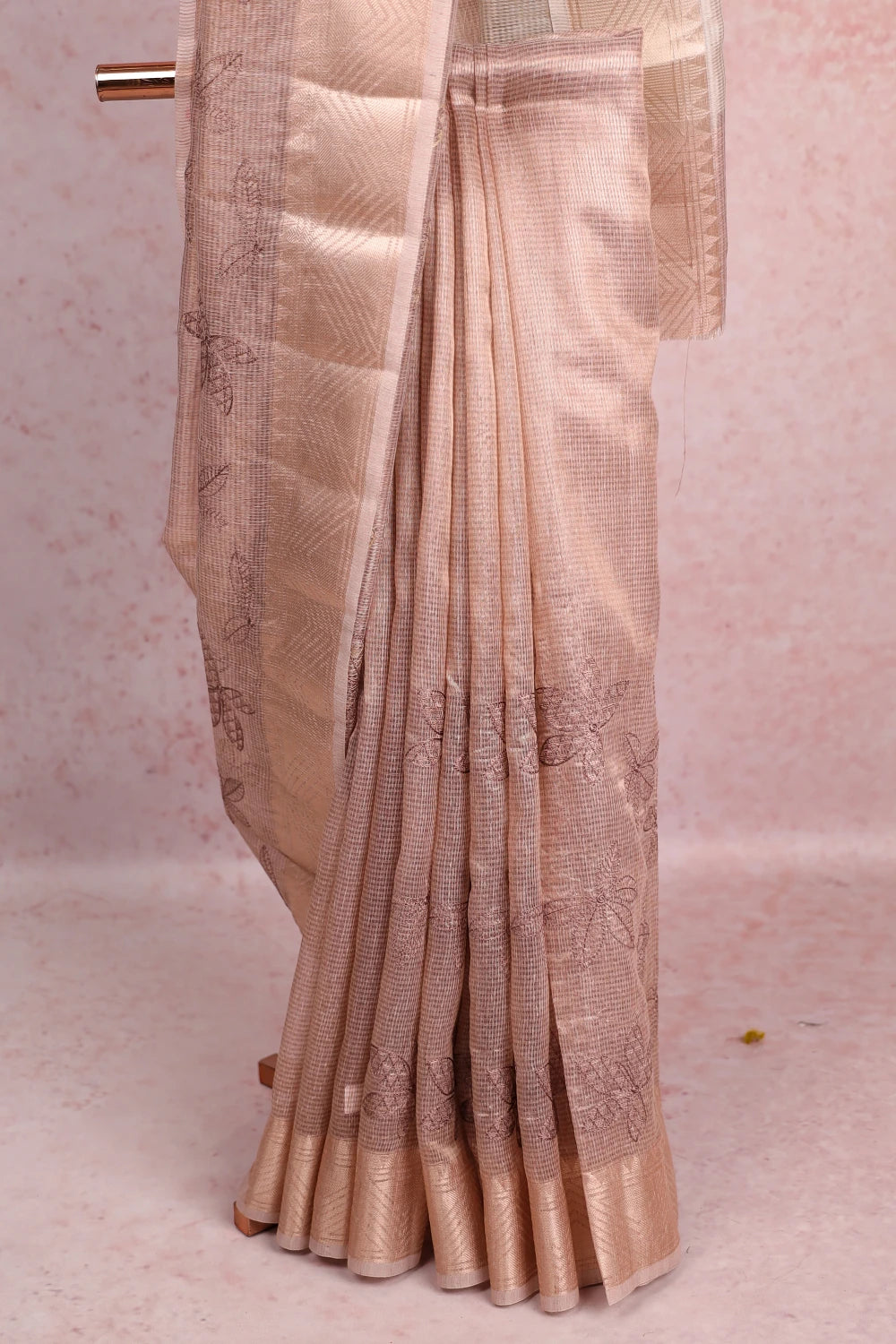Light Peach Tissue Kota Saree