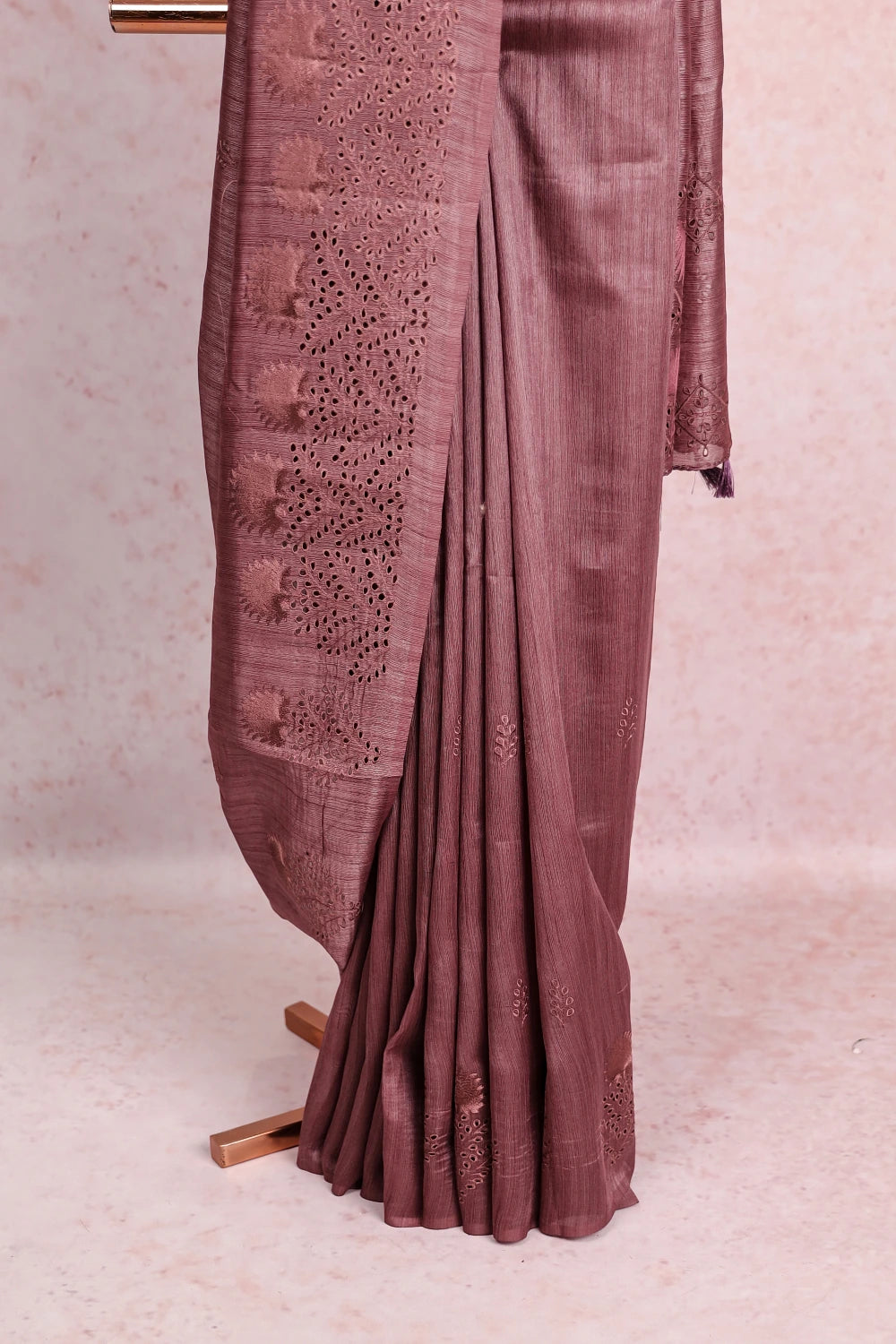 Pastel Coffee Brown Semi Jute Saree