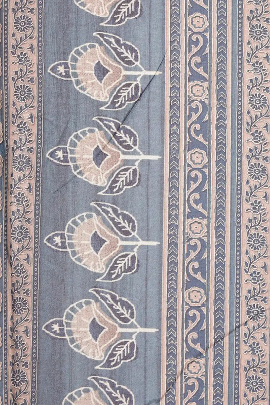 Peacock Blue Dola Silk Saree