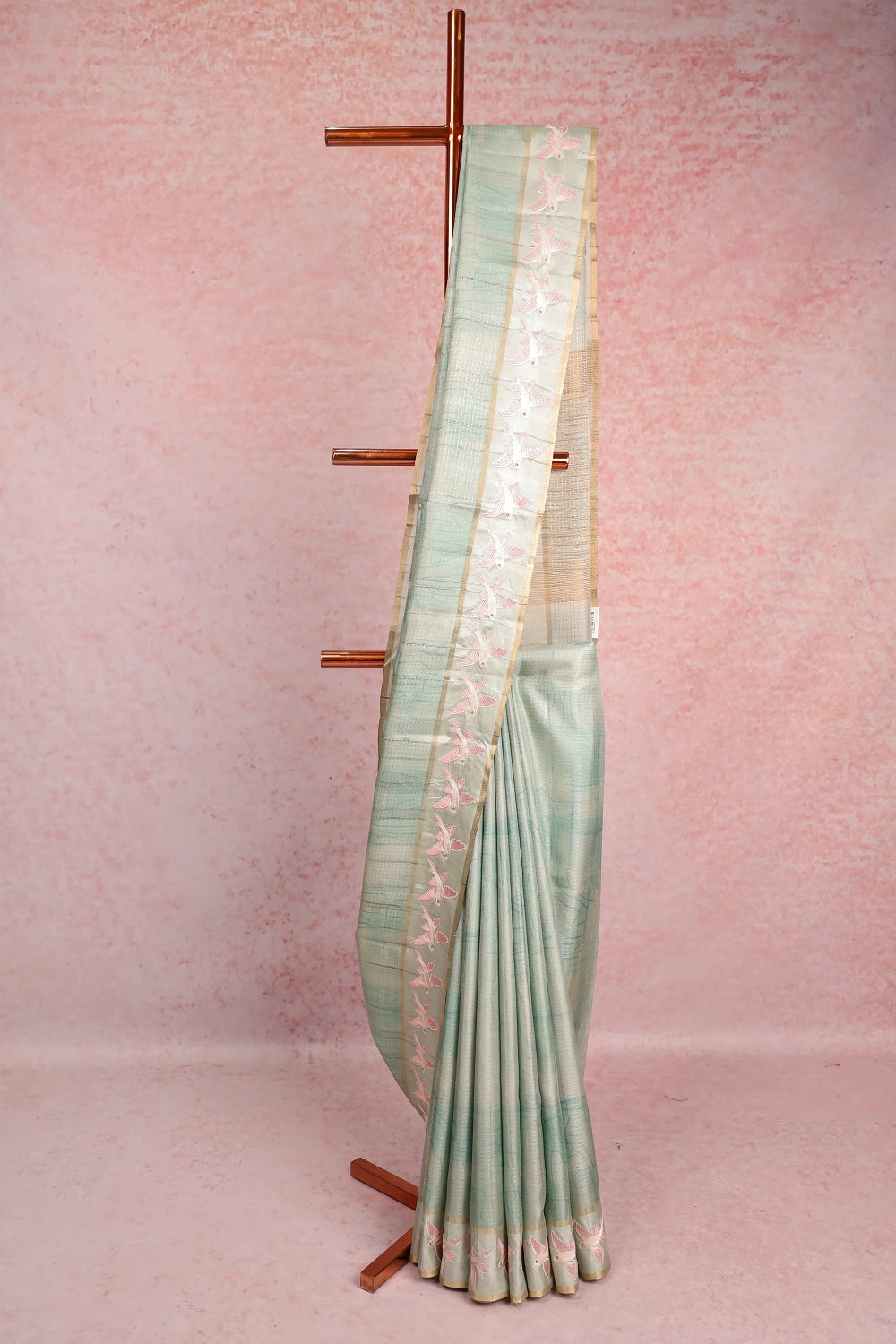 Pastel Sapphire Green Semi Tussar Saree