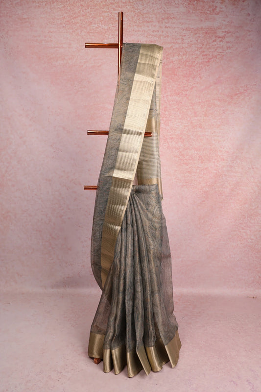 Pastel Green Chanderi Tissue Saree