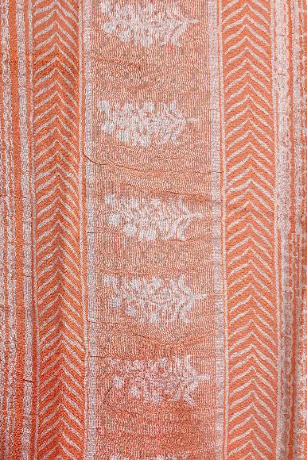 Orange Linen Cotton Saree