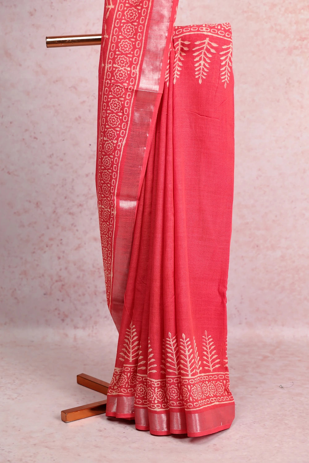 Orange Semi Linen Saree