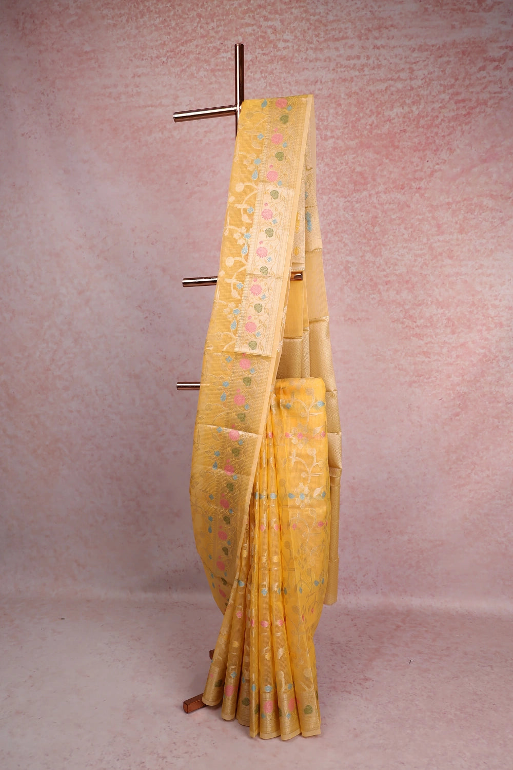 Golden Yellow Semi Tissue Saree