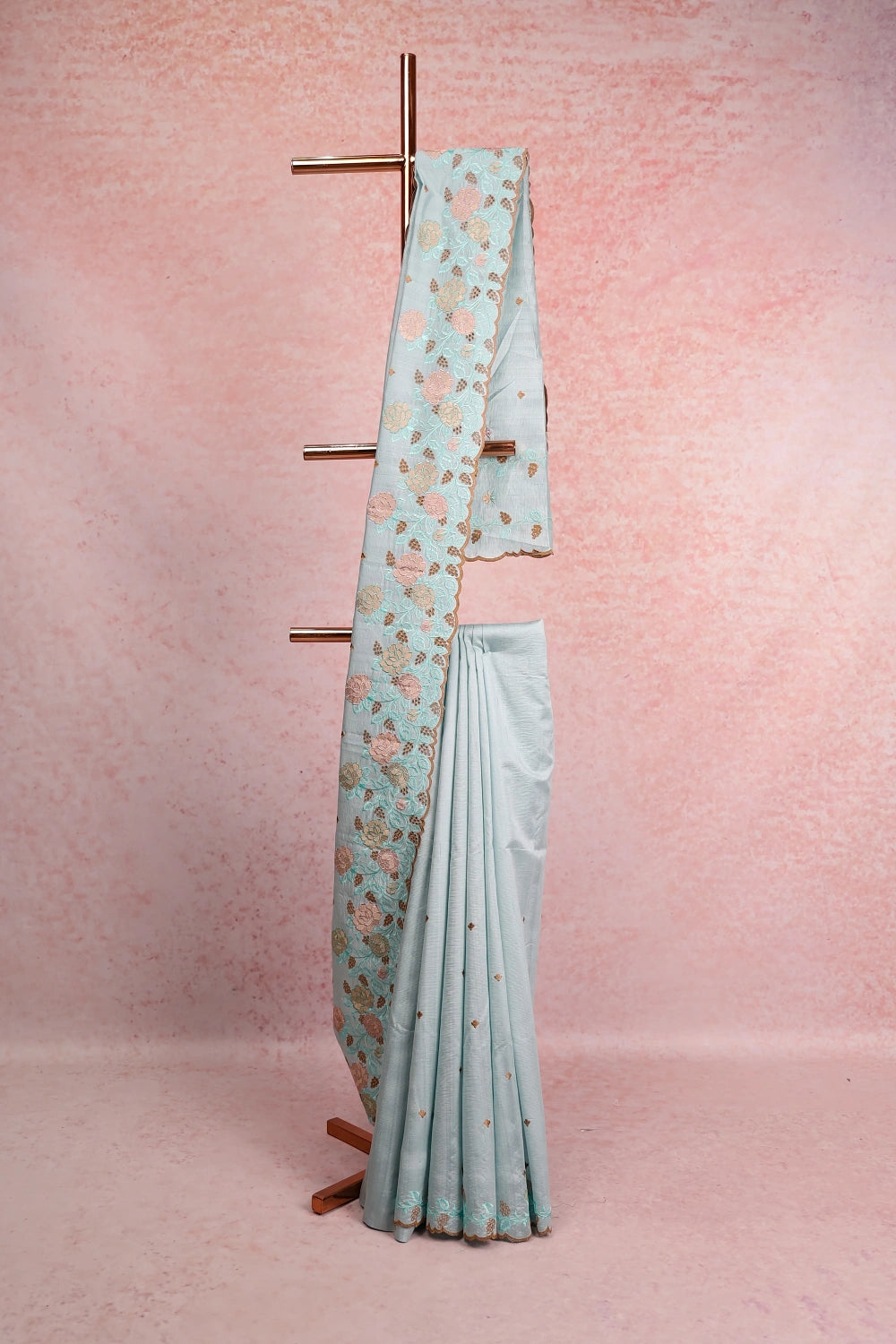 Powder Blue Semi Tussar Saree