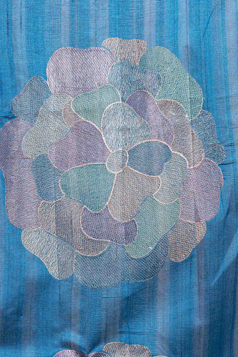 Peacock Blue Semi Tussar Saree