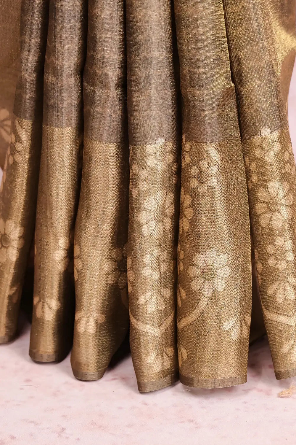Dark Green Semi Tissue Saree