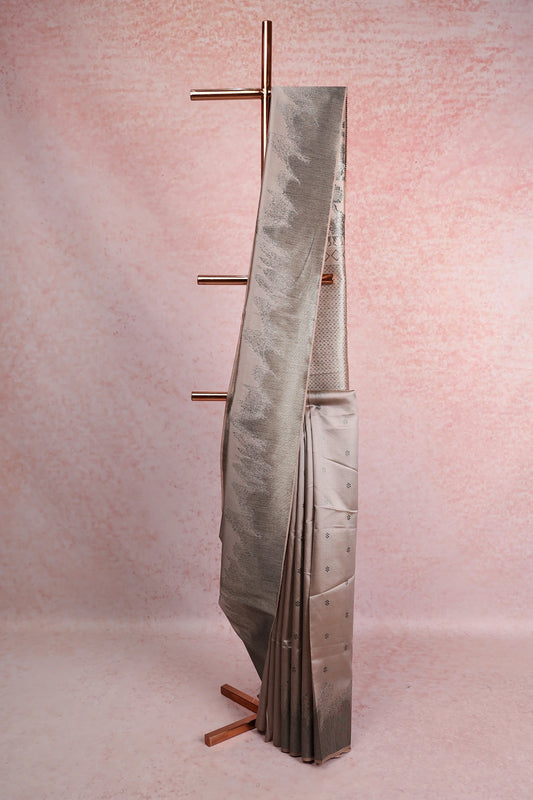 Light Grey Semi Silk Saree